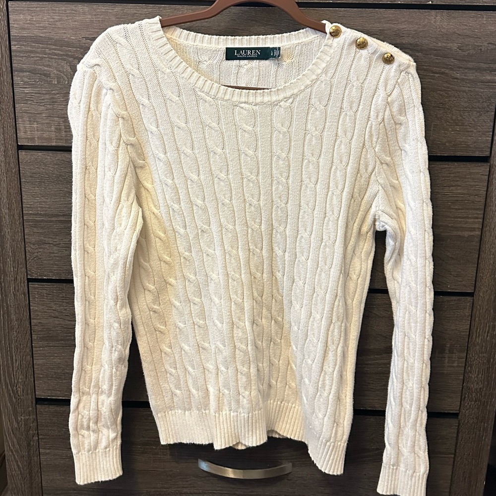 Ralph Lauren Women's Cream Cable Knit Sweater